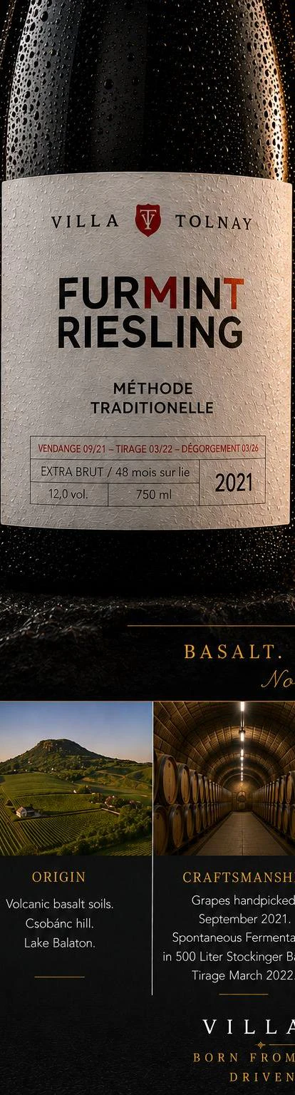 2021 BADACSONYI FURMINT - RAJNAI RIZLING METHODE TRADICIONELLE OEM PEZSGŐ, Pezsgő - Villa Tolnay Borház