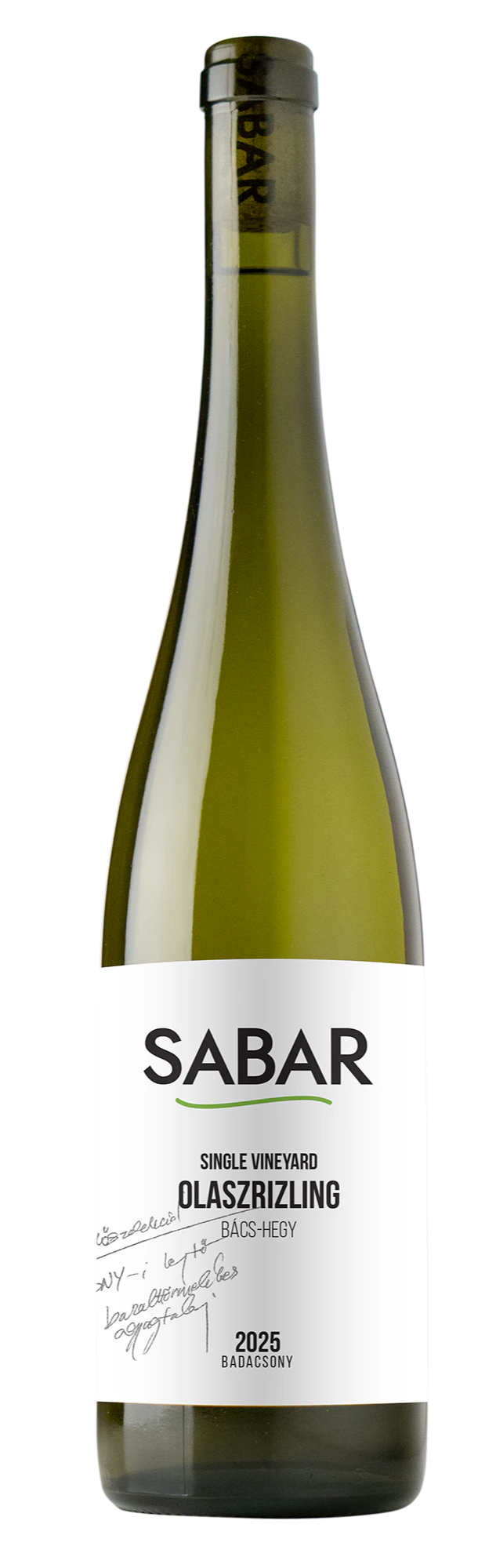 Sabar badacsonyi olaszrizling "single vineyard Bács-hegy", Bor - Sabar Borház