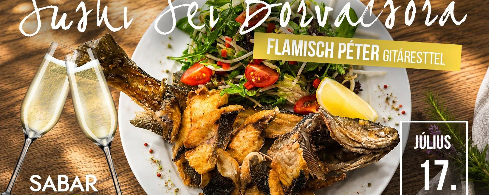 Sushi Sei borvacsora Flamisch Péter gitáresttel